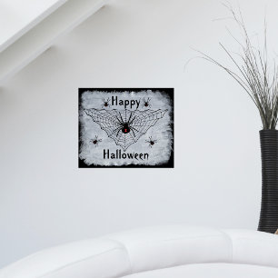 Happy Halloween Black Widow Spider Web Poster