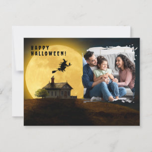 Happy halloween black witch photo postcard