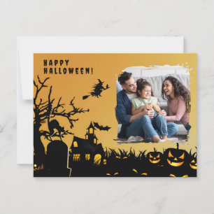 Happy halloween black witch photo postcard