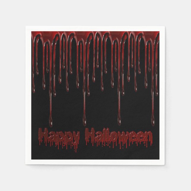 Happy Halloween Blood Drips Napkins (Front)