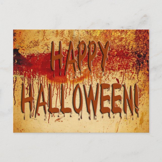 Happy Halloween Blood Stained Wall Postcard (Front)