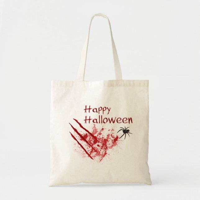 Happy Halloween Bloody Scratches Tote Bag (Front)