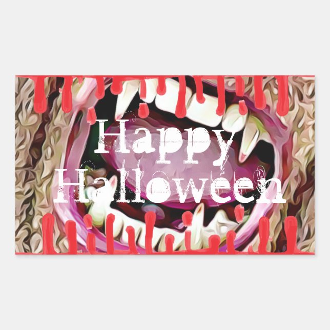 Happy Halloween Bloody Vampire Teeth Stickers (Front)
