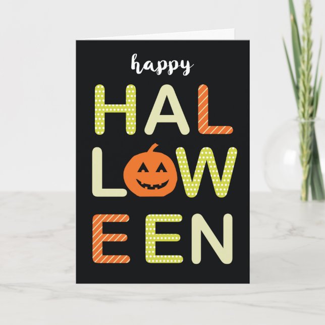 Happy Halloween Bold Colourful Letters on Black Card (Front)