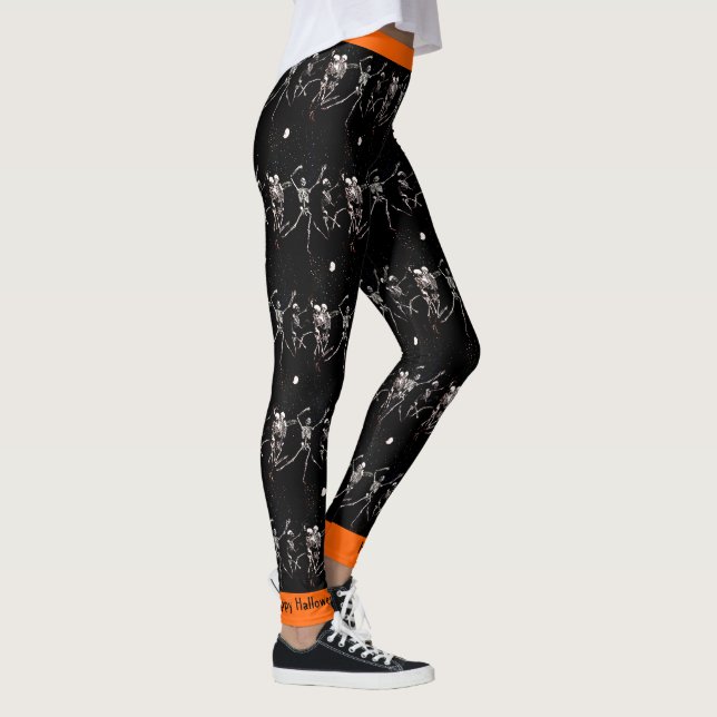 Happy Halloween Bone Dancing Skeletons Leggings (Right)