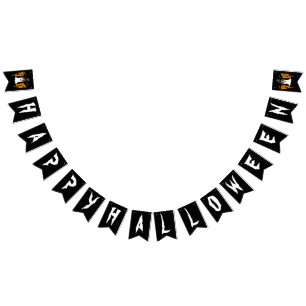 HAPPY HALLOWEEN BOO BLACK AND WHITE BUNTING