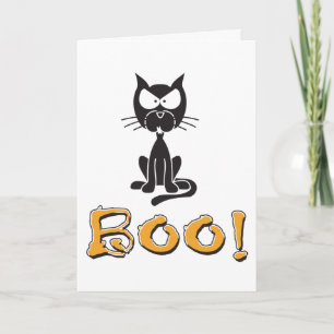 Happy Halloween Boo Black Cat Card