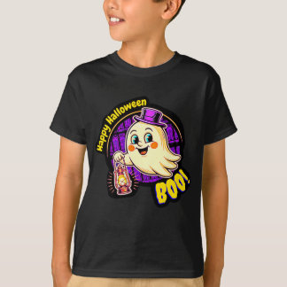 Happy Halloween BOO! Cute Retro Ghost with Lantern T-Shirt