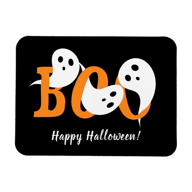 Happy Halloween Boo Ghosts Black Magnet (Horizontal)