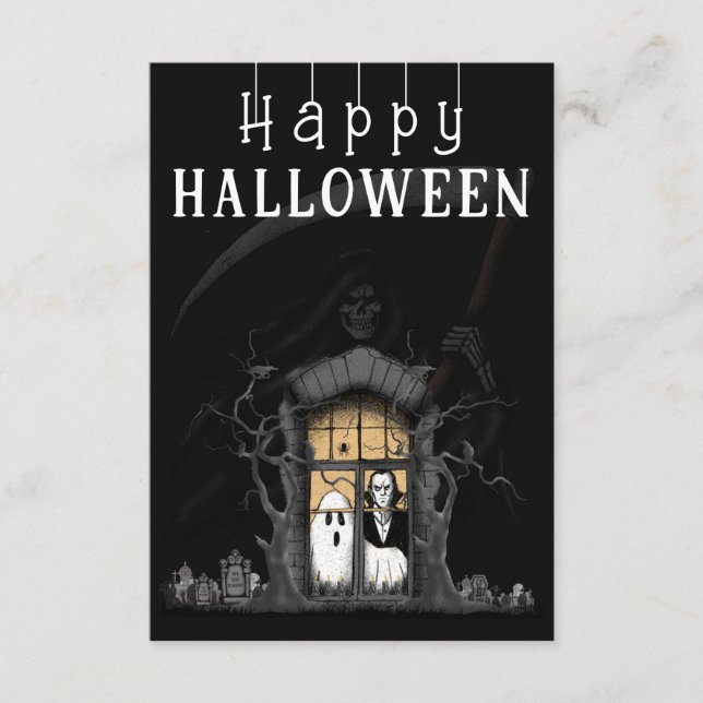 Happy Halloween Boo Horror  Enclosure Card (Front)