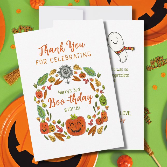 Happy Halloween Boo-thday Party Thank You Card (Creator Uploaded)