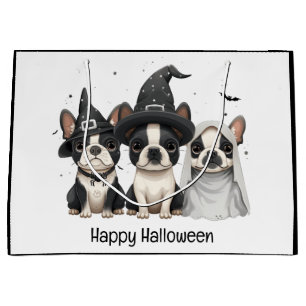 Happy Halloween Boston Terrier Dogs Large Gift Bag