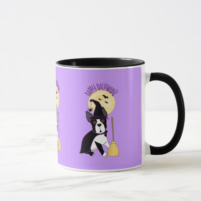 Happy Halloween Boston Terrier Witch Mug (Right)