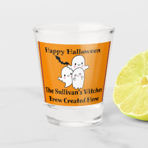Happy Halloween Brew Ghost Bat Orange Shot Glass