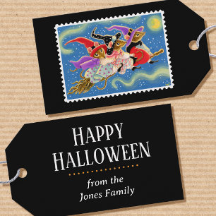Happy Halloween Broomstick Mice Cute Witch Gift Tags
