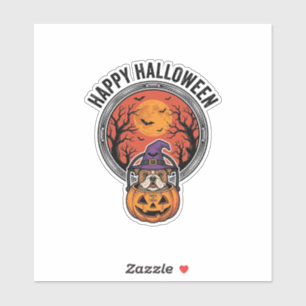 Happy Halloween Bulldog Witch Pumpkin Vintage Shir