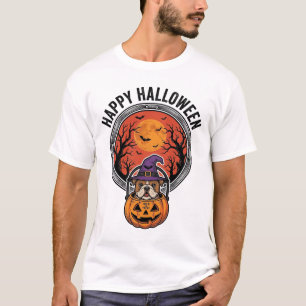 Happy Halloween Bulldog Witch Pumpkin Vintage Shir T-Shirt