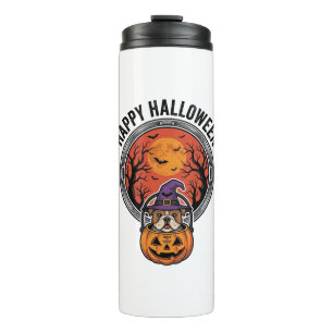 Happy Halloween Bulldog Witch Pumpkin Vintage Shir Thermal Tumbler