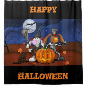 Happy Halloween Bunnies Shower Curtain