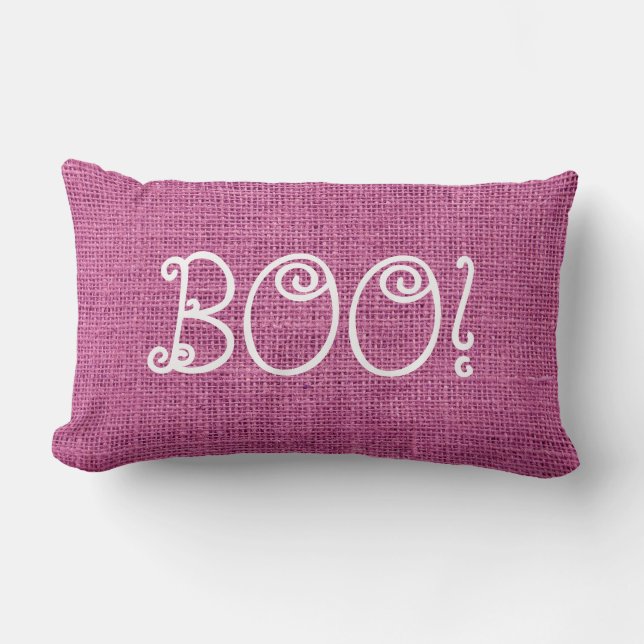 Happy Halloween Burlap Boo! Lumbar Cushion (Front)