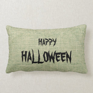 Happy Halloween Burlap Throw Lumbar Cushion