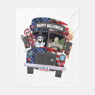 happy halloween bus shirt Party people Fleece Blanket