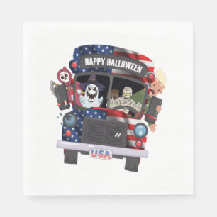 happy halloween bus shirt Party people Napkin