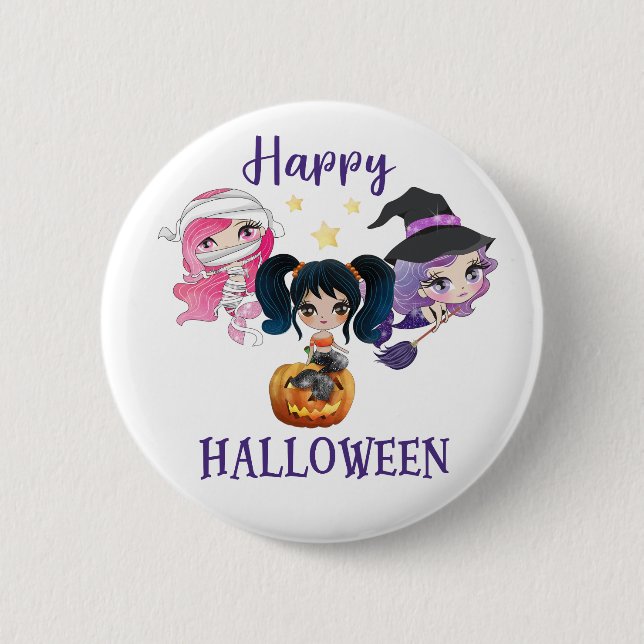 Happy Halloween button Girl Spooky mermaid button (Front)