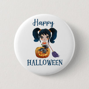 Happy Halloween button Girl Spooky mermaid button