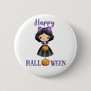 Happy Halloween button Girl Spooky princess button