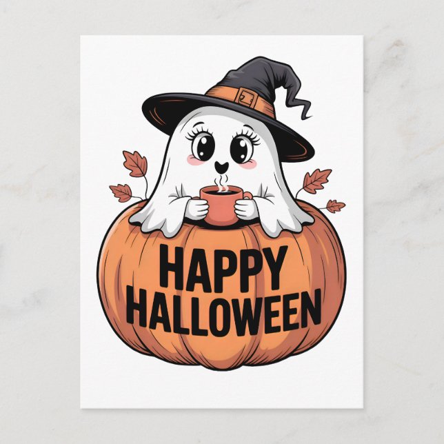 Happy Halloween Caffeine Ghost Postcards (Front)