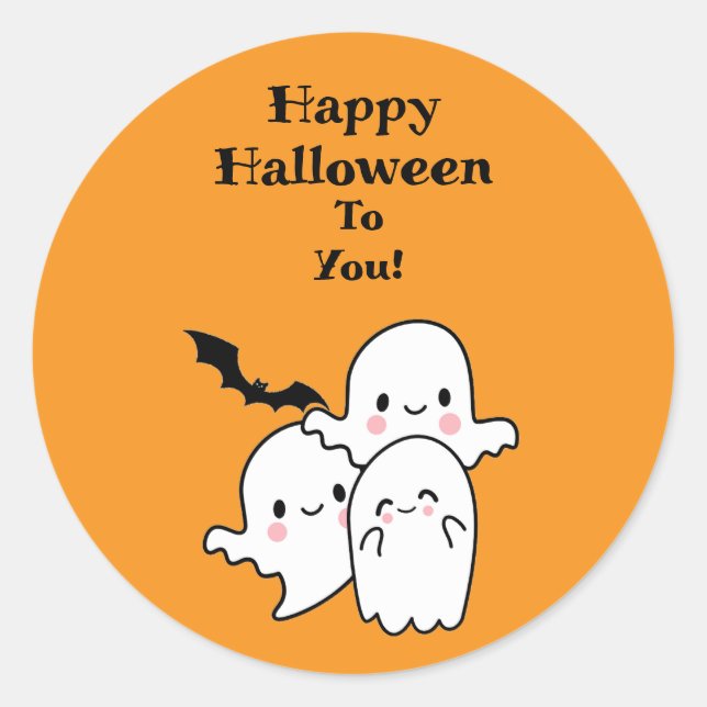 Happy Halloween Can Personalise Classic Round Sticker (Front)