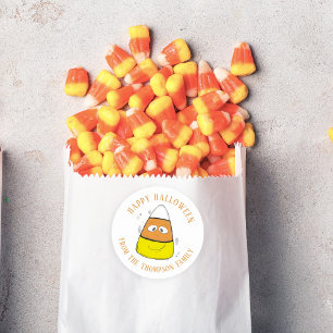 Happy Halloween Candy Corn Cute Whimsical Classic Round Sticker