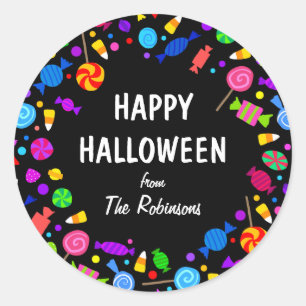 Happy Halloween candy corn trick or treat sticker