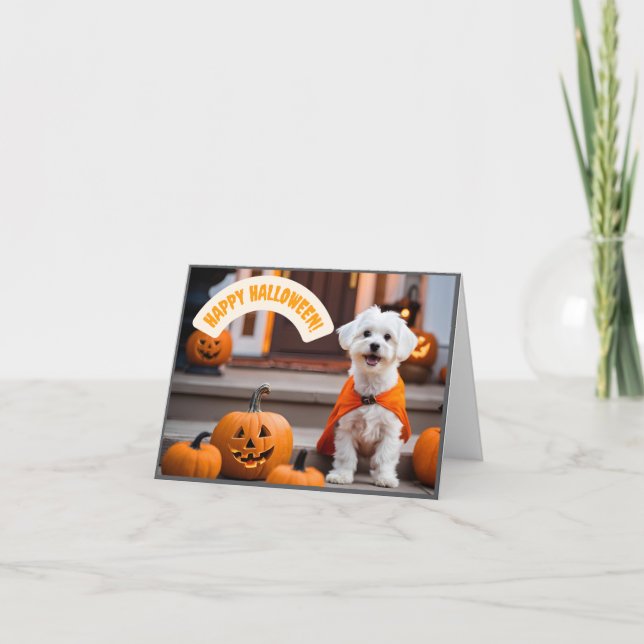Happy Halloween Card with a puppy (Front)