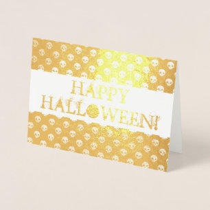 Happy Halloween Card with Skull Pattern