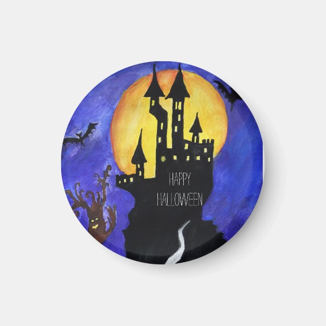 Happy Halloween Castle  Small, 3.2 Cm Round Magnet (Front)