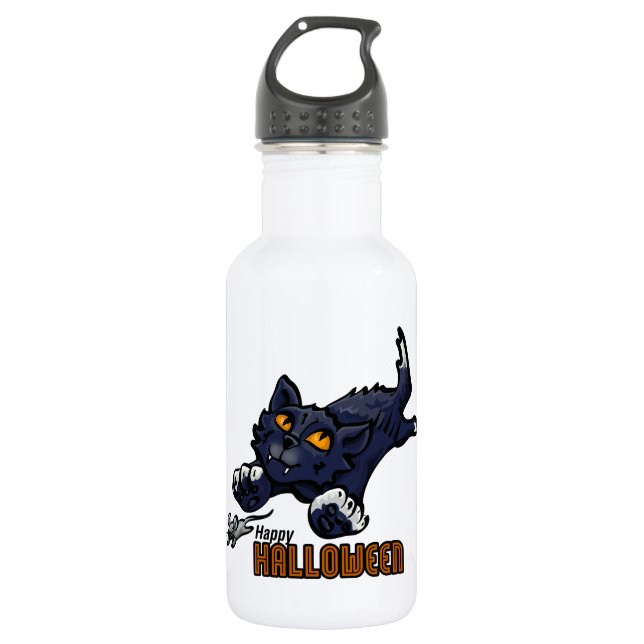 Happy Halloween Cat and Mouse 532 Ml Water Bottle (Front)