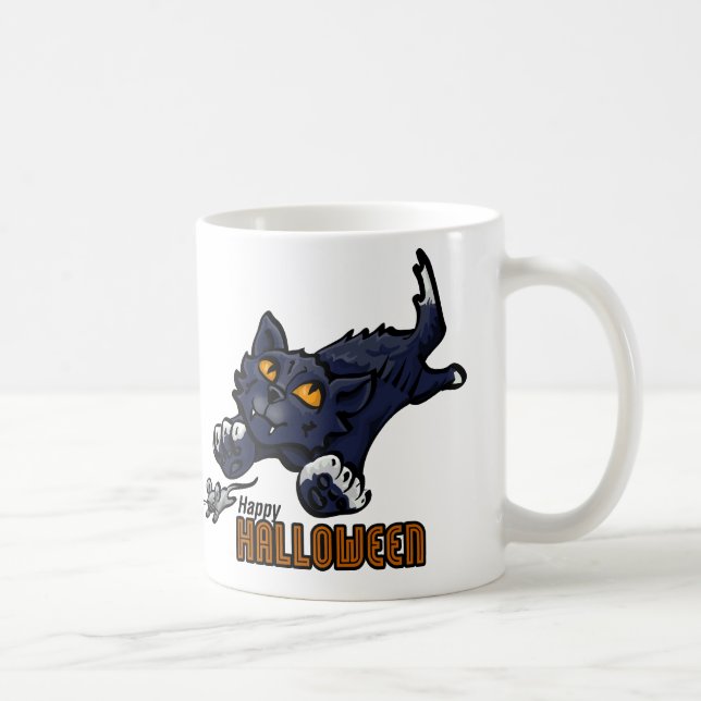 Happy Halloween Cat and Mouse Coffee Mug (Right)
