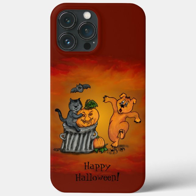 Happy Halloween! Cat Bat Dog and Spider Case-Mate iPhone Case (Back)