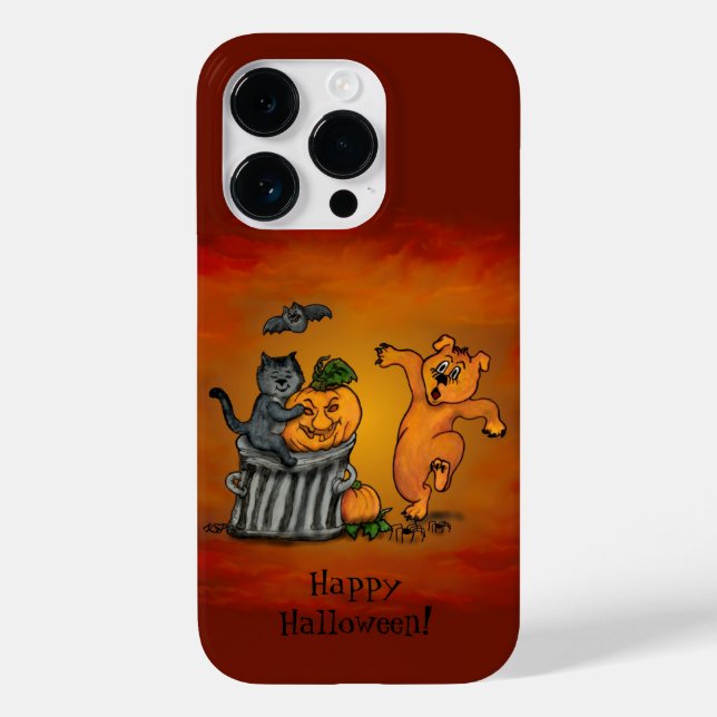 Happy Halloween! Cat Bat Dog and Spider Case-Mate iPhone Case (Back)