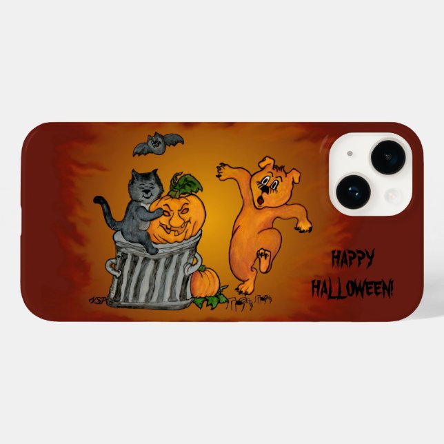Happy Halloween! Cat Bat Dog and Spider Case-Mate iPhone Case (Back (Horizontal))