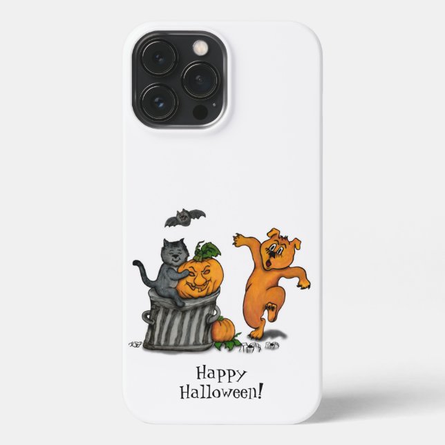 Happy Halloween! Cat Bat Dog and Spider iPhone Case (Back)