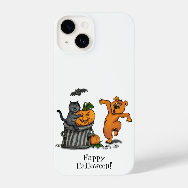 Happy Halloween! Cat Bat Dog and Spider iPhone Case (Back)