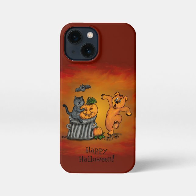 Happy Halloween! Cat Bat Dog and Spider iPhone Case (Back)