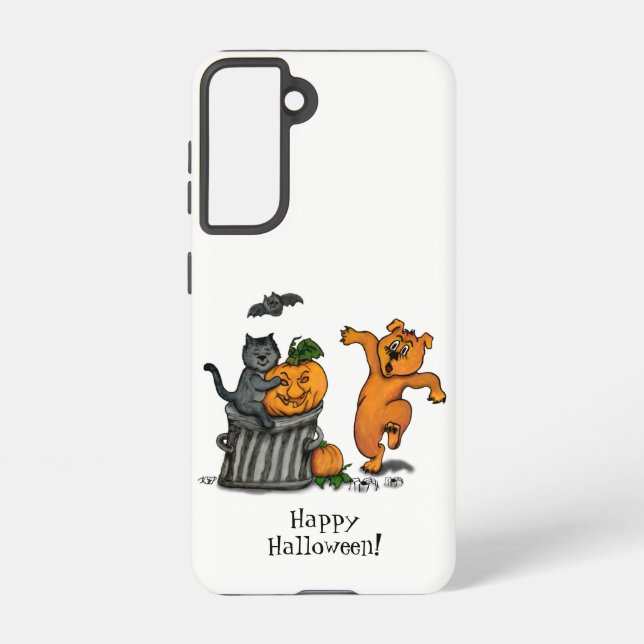 Happy Halloween! Cat Bat Dog and Spider Samsung Galaxy S21 Case (Back)