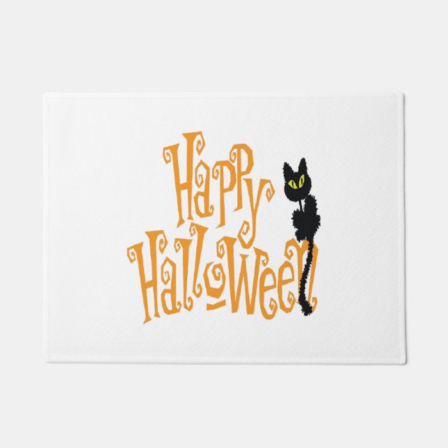 HAPPY HALLOWEEN CAT DOORMAT (Front)