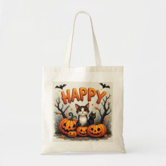 Happy Halloween cat eco bag