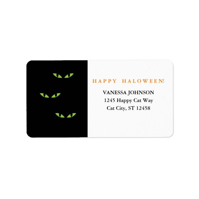 Happy Halloween Cat Eyes Return Address Labels 3 (Front)