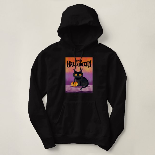 Happy Halloween Cat Hoodie (Design Front)